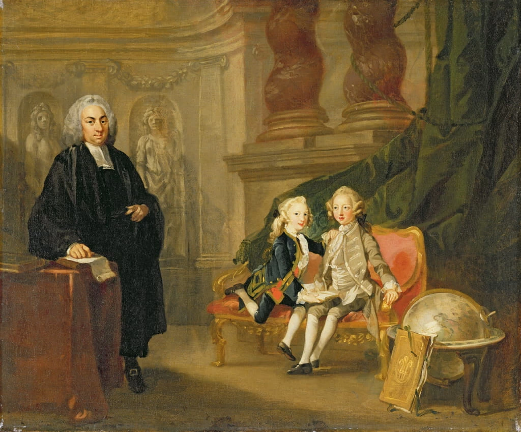 Il principe Giorgio) e il principe Edoardo Augusto figli di Federico principe di Galles, con il loro tutore il dottor Francis Ayscough - Yale Center for